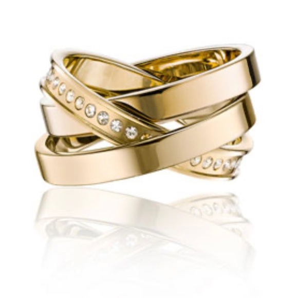 Vita Fede Jewelry - Vita Fede Interlocking Bands Rings 24k Gold Plated Brass Pave Swarovski Crystals